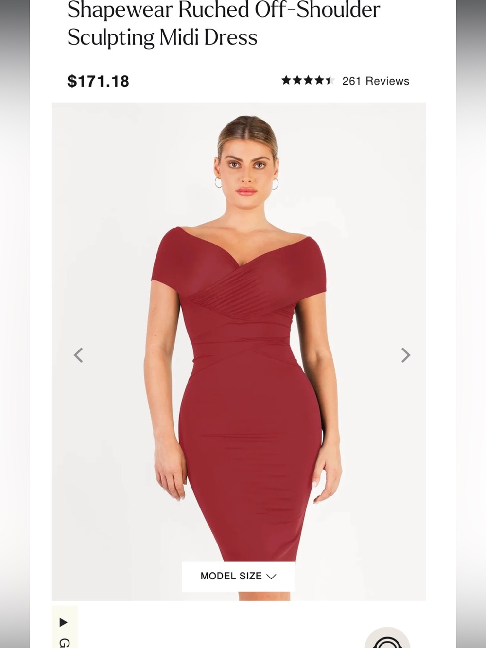 Off-the-Shoulder Sculpted Midi Dress in Burgundy